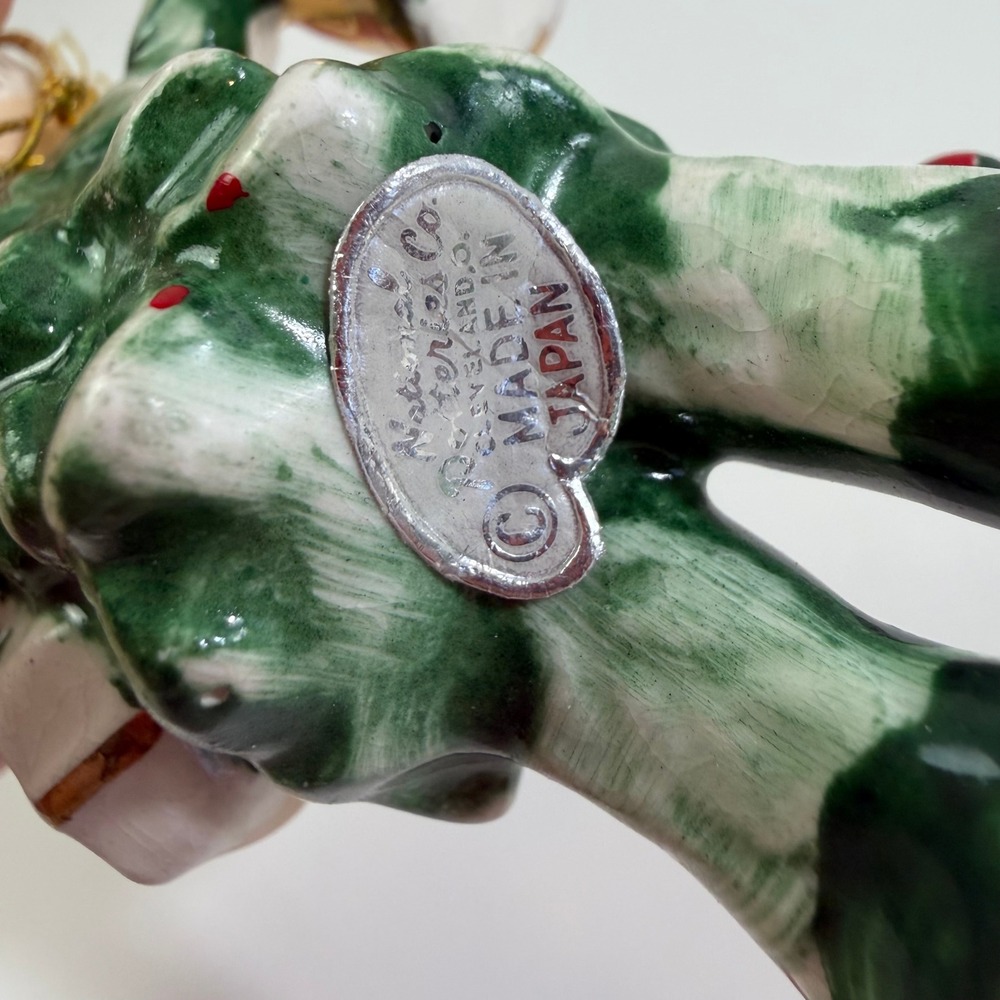 Vintage Napco Christmas Elf Figurine Holly Leaf Hat Bell Japan CX2747 Green - Picture 4 of 5